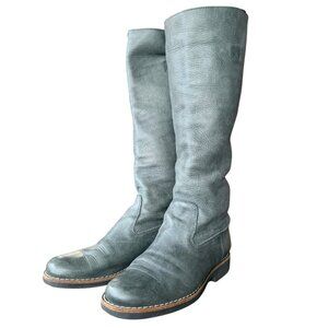 Roots Canada Tall Knee-High Tribe Leather Boot Teal Blue-Grey Size 8 Made Canada